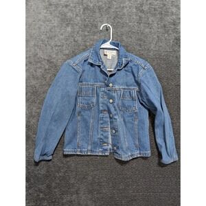 Casual Corner Annex Petite Denim Jacket Blue Classic Button Front Jean Coat